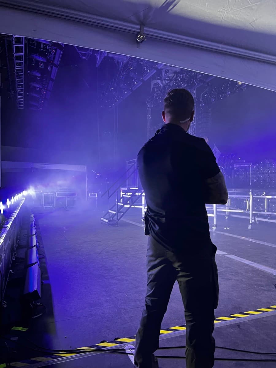 Backstage security overwatch at concert stage