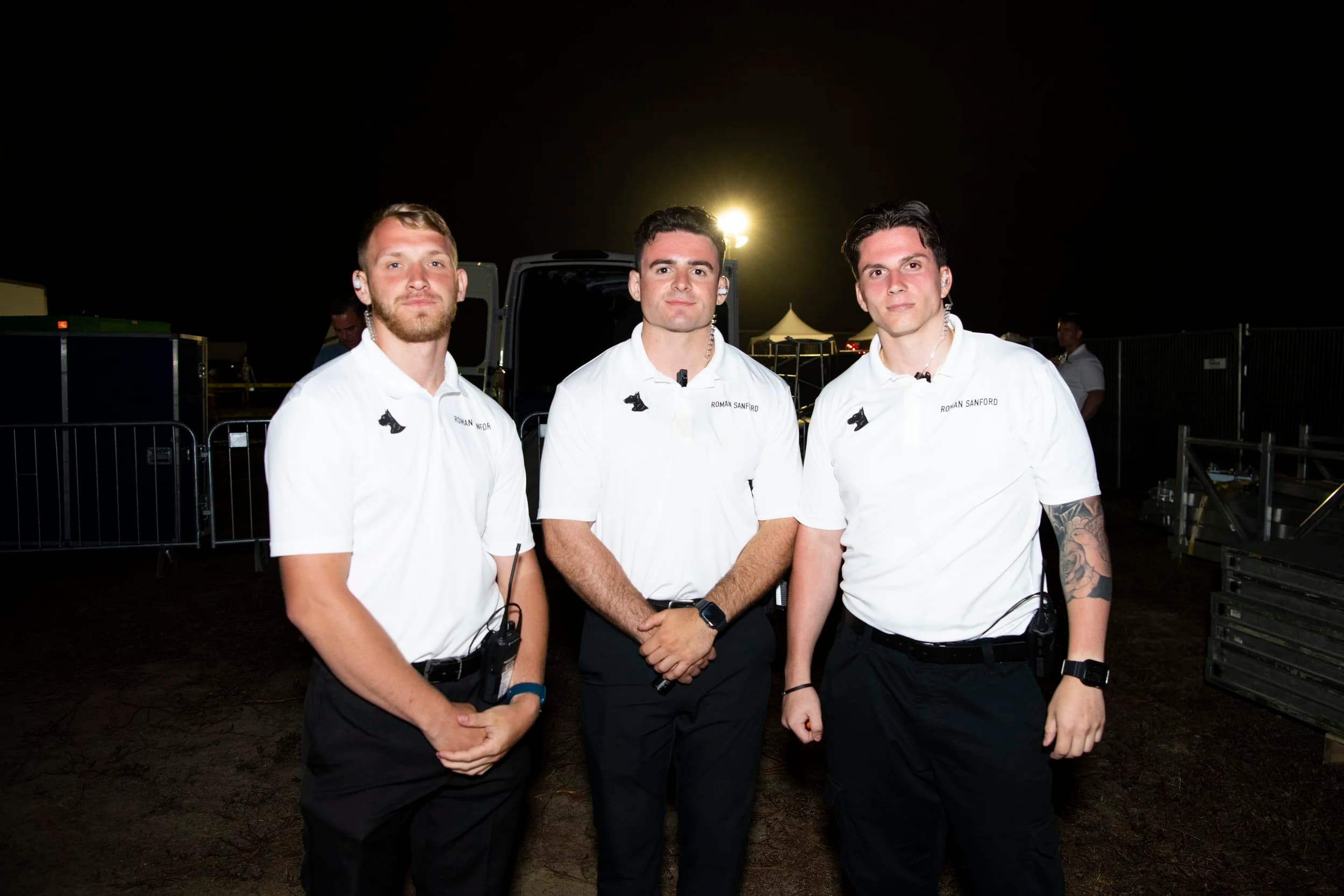 Roman Sanford security team providing event security at outdoor event